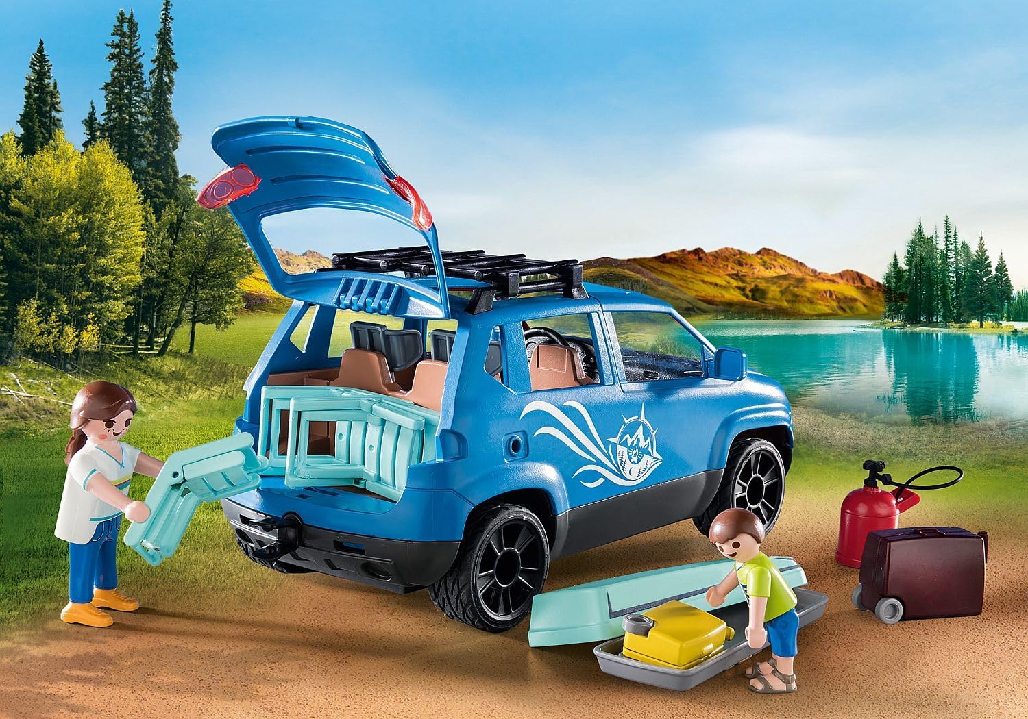 Playmobil caravan and store car