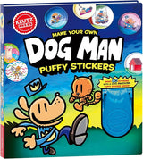 Make Your Own Dog Man Puffy Stickers book cover featuring Dog Man and a sticker making kit
