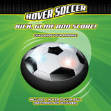 Hover Soccer ball with glowing lights gliding on smooth surface for fast-paced indoor play.