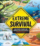 Extreme Survival book cover showing diverse animals and landscapes in the world's toughest places.