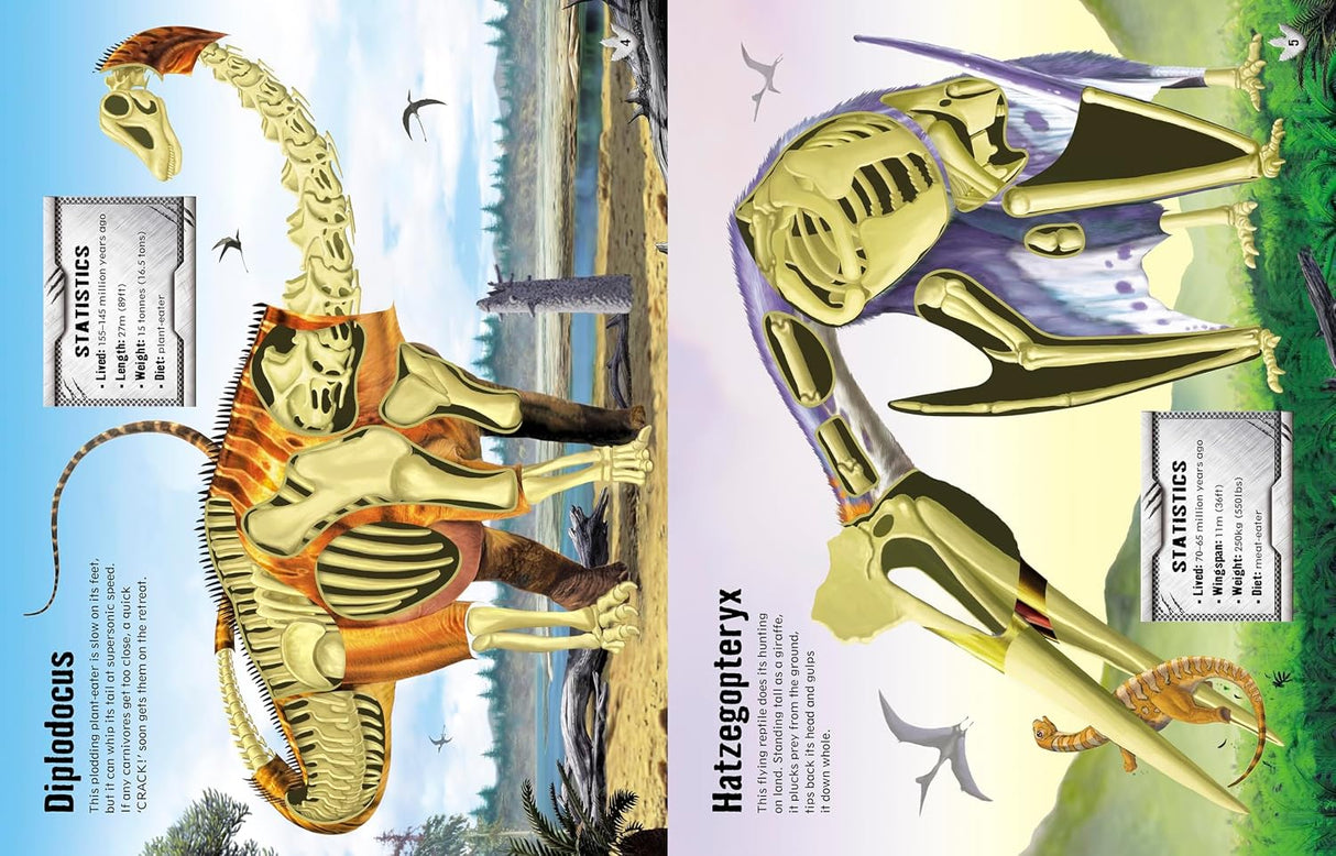 Build Your Own Sticker Book | Dinosaurs featuring dinosaur skeleton illustrations