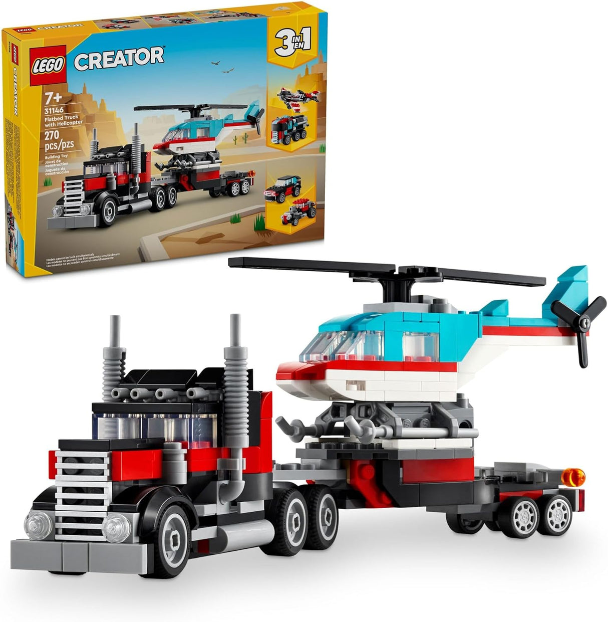 Creator Flatbed Truck with Helicopter