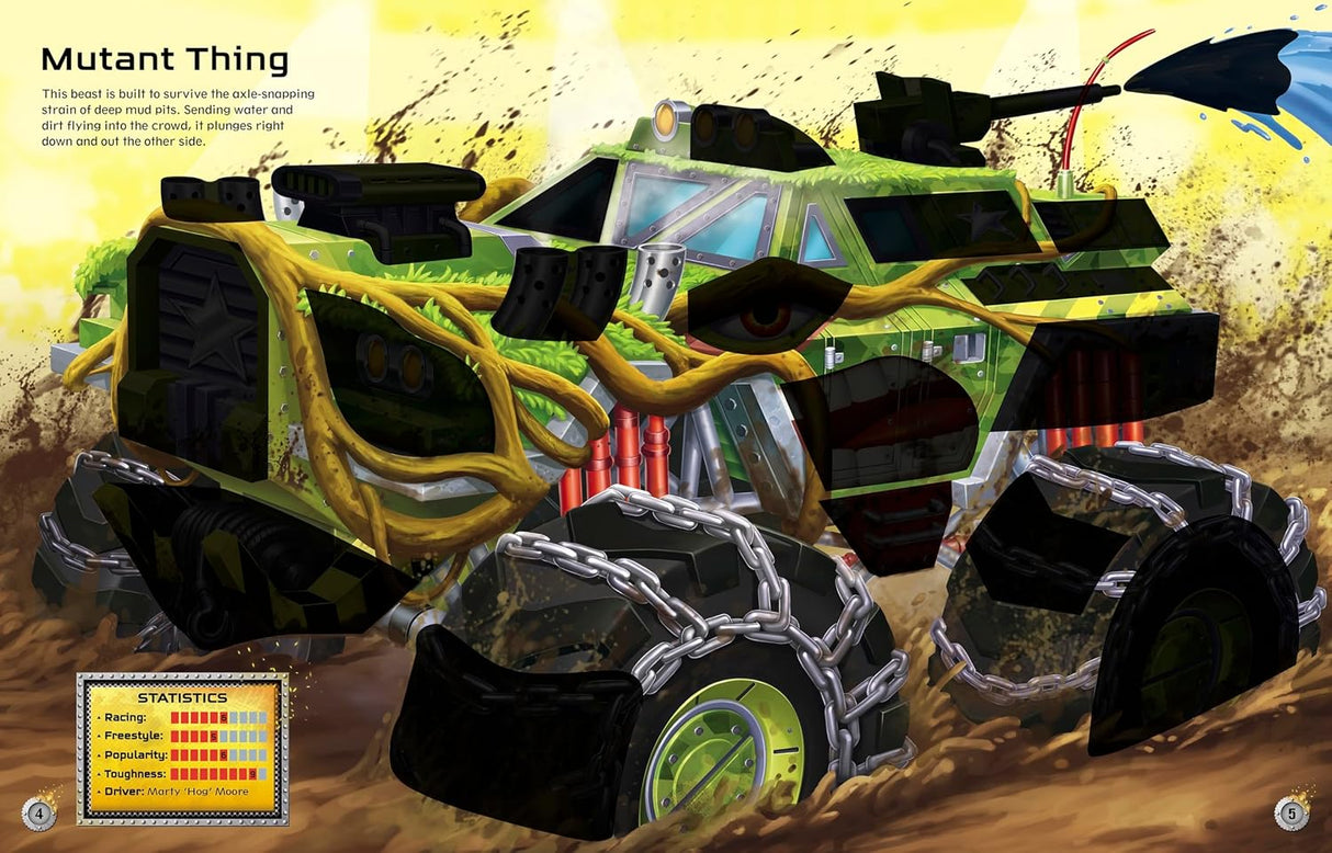 Build Your Own Sticker Book | Monster Trucks featuring a colorful mutant monster truck building sticker scene