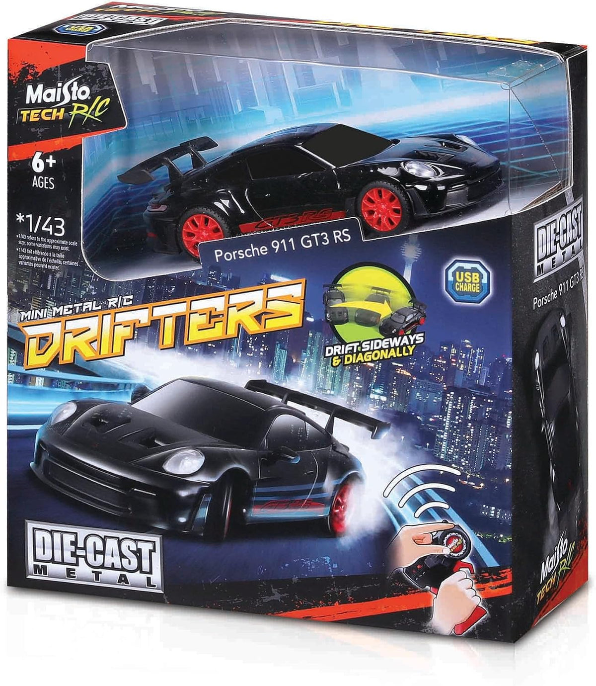 RC Mini Metal Drifter Porsche 911 GT3 RS toy car in retail box