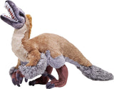 Velociraptor plush toy with realistic features, soft recycled fabric, and detailed design for wildlife education.