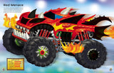 Build Your Own Sticker Book | Monster Trucks featuring a fiery red monster truck with oversized tires