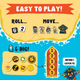 Treasure Hunt game board showing roll move and dig steps with pirate treasure artwork