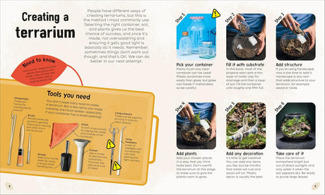 Step-by-step guide for kids to create a terrarium using common tools and materials in a glass container