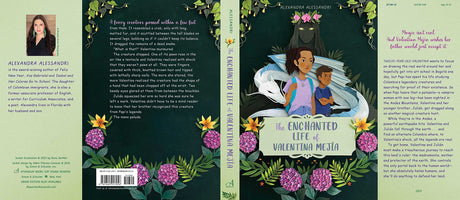 Book cover of The Enchanted Life of Valentina Mejia featuring Valentina and her brother surrounded by lush foliage.