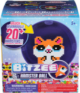 Bitzee Hamster Ball toy packaging showing pixelated hamster character with over 20 hamsters to unlock for ages 5 and up