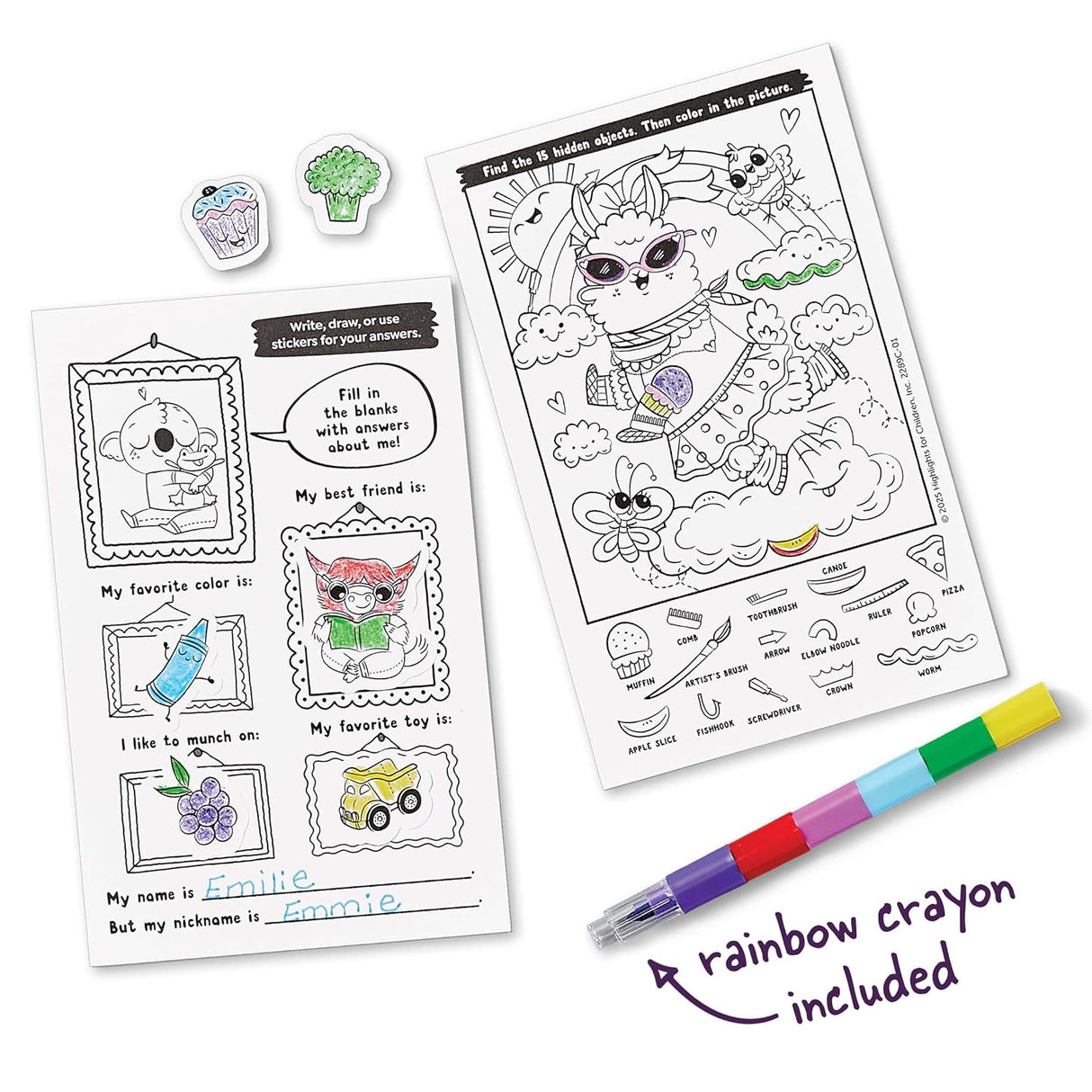 Highlights Color-In Stickers & Puzzles! Adorable Animals!