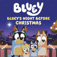Bluey and family wearing festive accessories enjoying a Christmas Eve night with city lights in the background