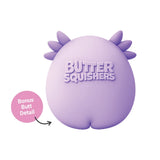 Purple round character with spikes, Butter Squishers text, and a Bonus Butt Detail callout
