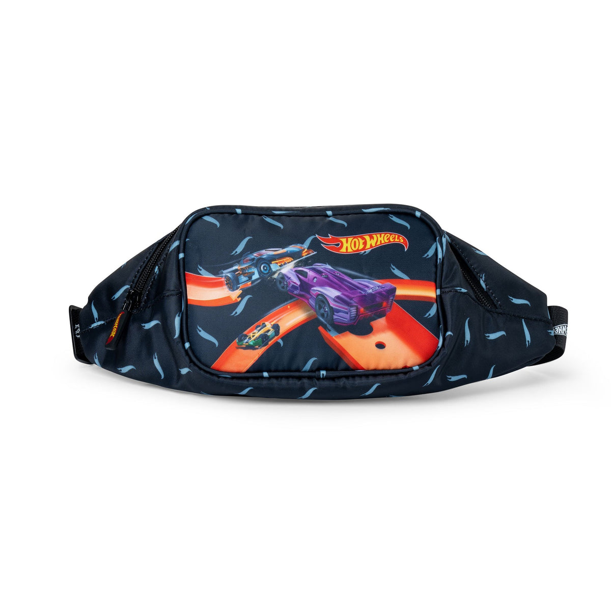Hot Wheels Off the Track Belt Bag with colorful racing car graphics