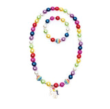 Gumball Rainbow Necklace & Bracelet Set with colorful beads and unicorn pendant, perfect for rainbow-themed occasions.