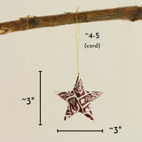 Colorful Floral Paper Star Ornament hanging from a cord