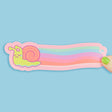 Rainbow Snail Long Sticker with colorful snail and rainbow trail, durable waterproof vinyl sticker for decoration.