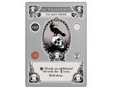 Gloom 2nd Ed. game card showing a raven perched on a skull with point values and decorative borders.