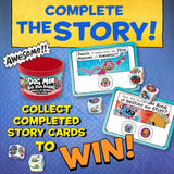 Dog Man Big Jim Begins Dice Game with story cards and colorful dice