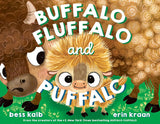 Buffalo Fluffalo and Puffalo children's book cover showing two friendly buffalos in a colorful, playful illustration.