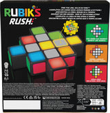 Rubik's Rush colorful cube game packaging with bright red blue yellow and green tiles