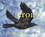 Crows: An Egg to Sky Story book cover showing a detailed illustration of a flying crow against a blue sky background.