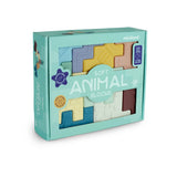 Box of pastel-colored soft animal-shaped blocks made from safe materials for children over 18 months