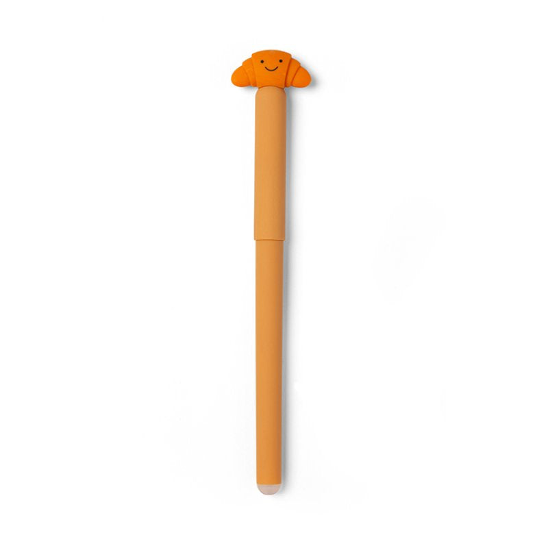 Erasable Gel Pen | Croissant orange gel pen with smiling croissant topper