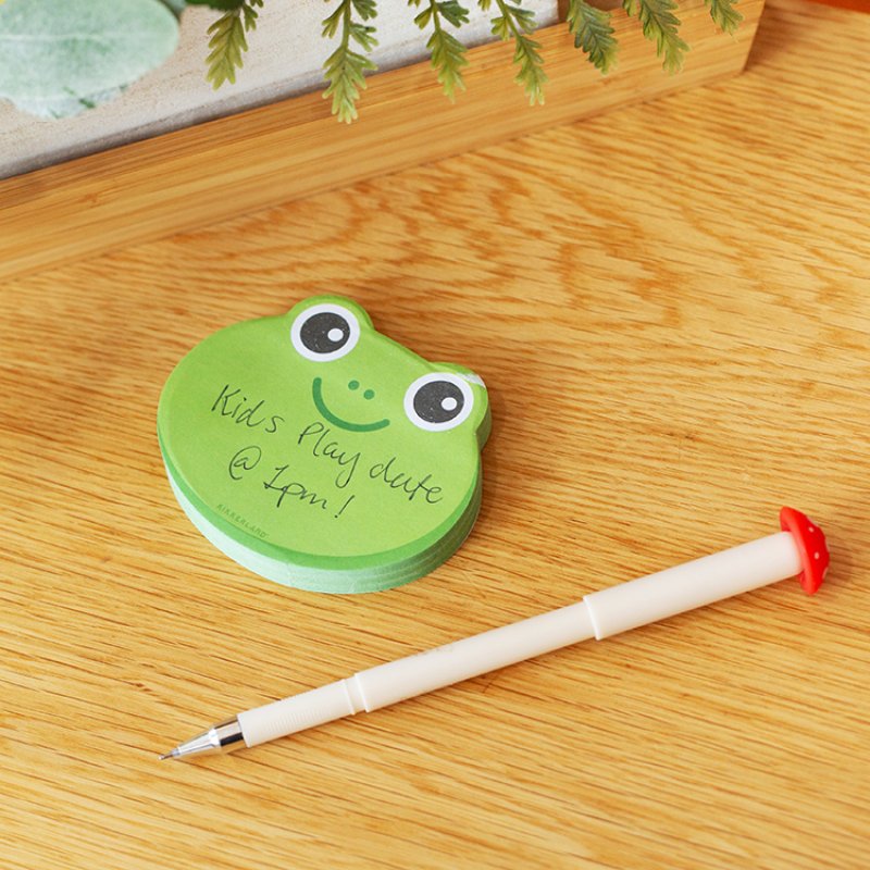 Sticky Notes | Froggy green frog shaped sticky note pad with white pen