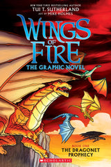 Wings of Fire Graphic Novel: The Dragonet Prophecy #1 book cover featuring colorful dragons in flight