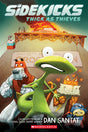 Sidekicks: Thick as Thieves #2 colorful children's book cover featuring animal superheroes and a bridge adventure