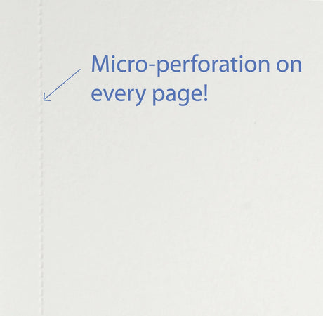 Close-up of micro-perforated page edge in the Premium Sketchbook 8x11 for easy removal and clean edges.