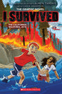 I Survived Graphic Novel #13: The California Wildfires book cover with children fleeing flames through water