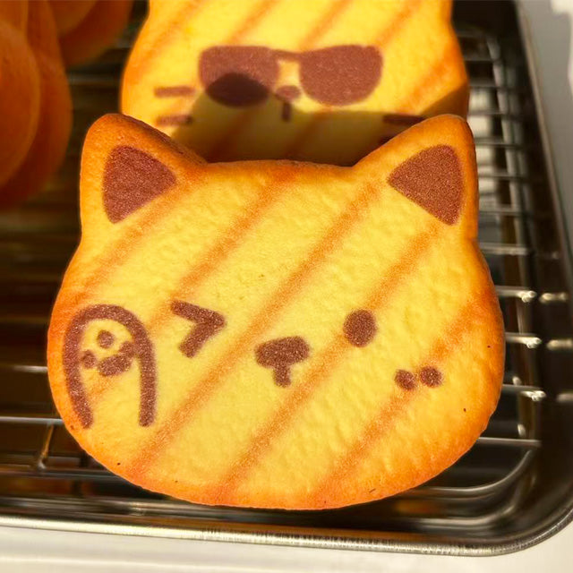 Nyang Nyang Cat Bread Squishy shaped like a toasted cat face with playful features