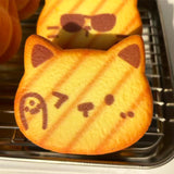 Nyang Nyang Cat Bread Squishy shaped like a toasted cat face with playful features