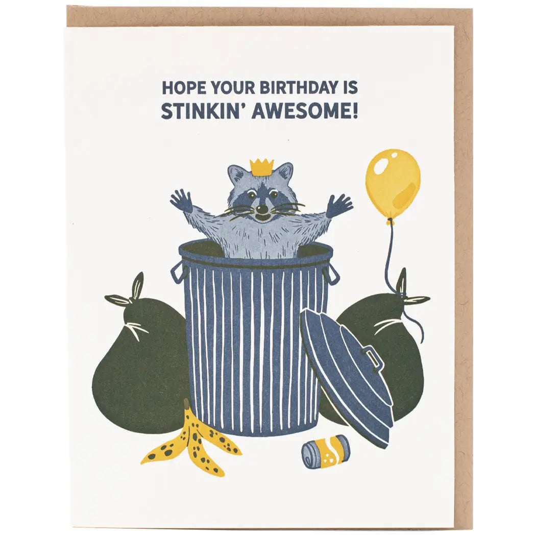 Stinkin' Awesome Raccoon Birthday Card