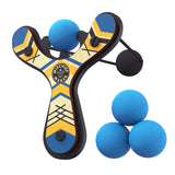 Slingshot Blue toy with three blue balls and elastic bands