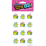 Two sheets of Banana Lunch Box themed scratch and sniff stickers featuring 80s nostalgic designs in bright colors