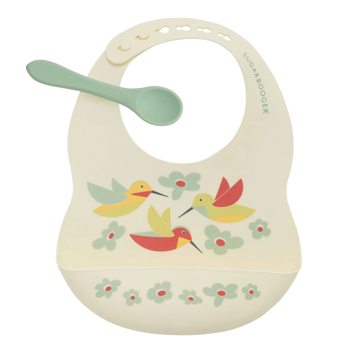 Fresh & Messy Silicone Bib & Spoon Set | Hummingbird