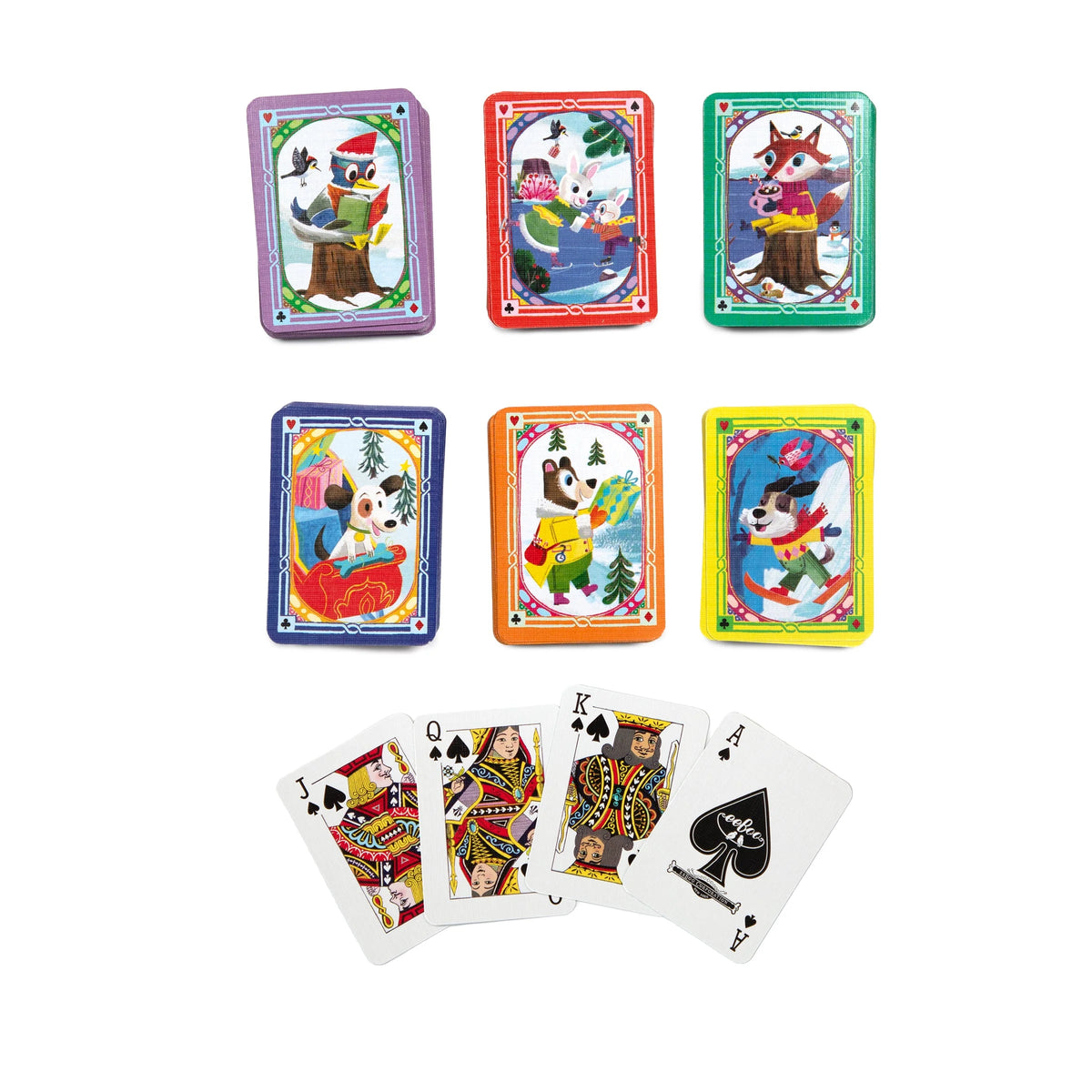 Tiny Playing Cards | Holiday in the Woods featuring colorful woodland animal illustrations