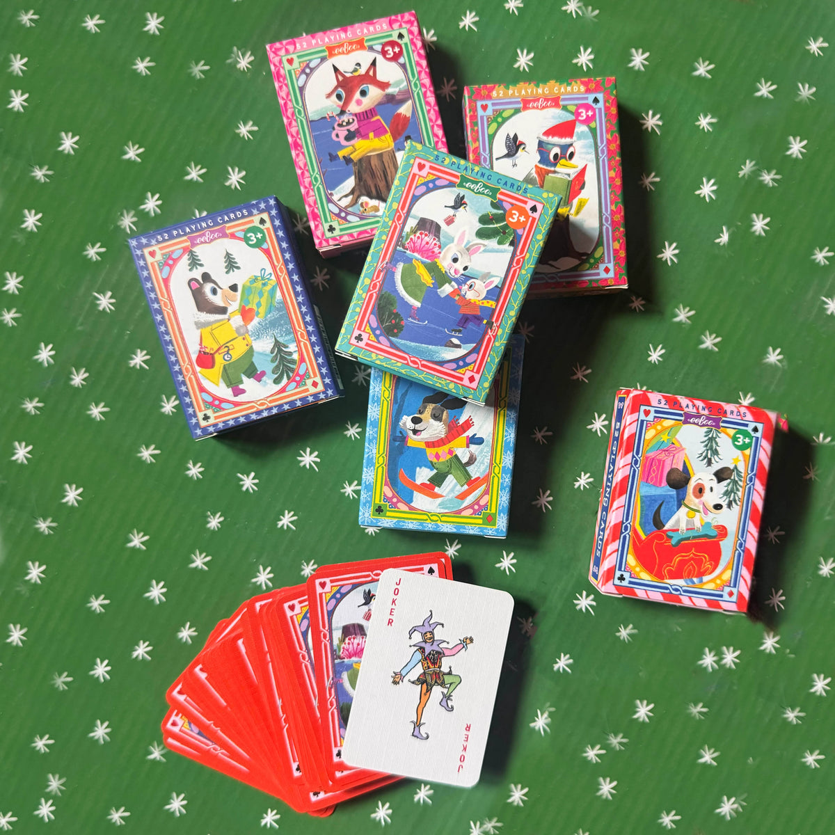 Tiny Playing Cards | Holiday in the Woods featuring illustrated woodland animal cards