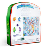 Slips & Ladders Dragon Edition board game box with colorful dragon pieces and game board