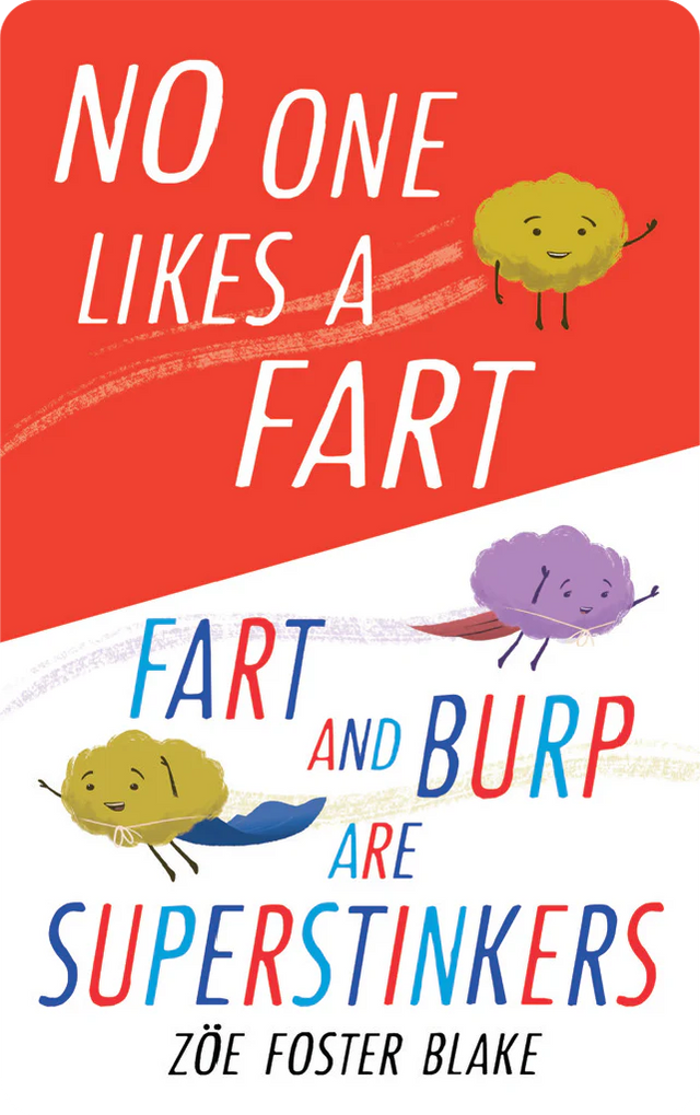 Cover of a children's book featuring cheerful characters Fart and Burp with playful colorful text on a bright background