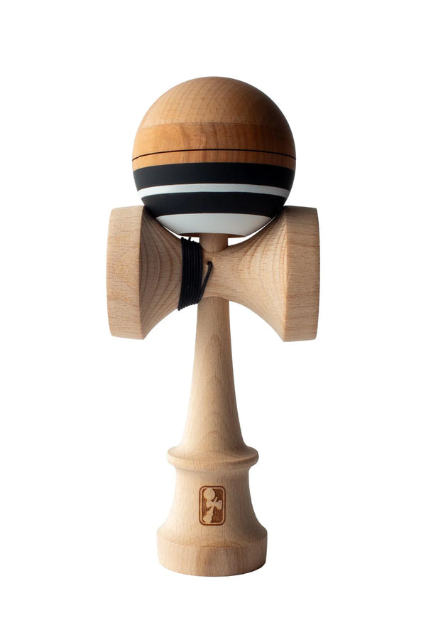 Kendama League Classic | Black wooden kendama toy with striped ball