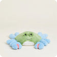 Soft plush blue crab with green body and lavender scent, designed for warmth and comfort therapy