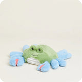 Soft plush blue crab warmie with green body, scented with lavender for soothing comfort and warmth