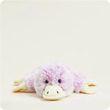 Plush microwavable platypus Warmies in soft lavender color, scented with dried French lavender for comfort and warmth