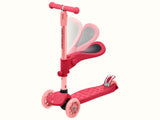 Chipmunk Plus Kids' Kick Scooter in pink with folding seat, three light-up wheels, and adjustable T-bar for ages 3 and up.