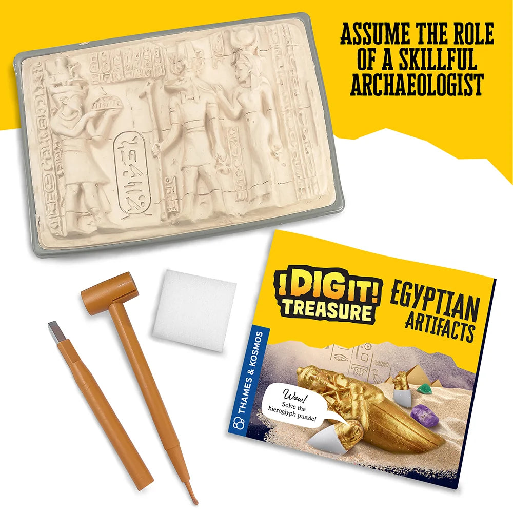 I DIg It! Egyptian Artifacts archaeological excavation kit with Egyptian relief tablet tools and treasure guide