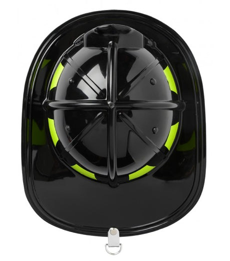 FireFighter Helmet Black showing adjustable Jr. fire fighter youth helmet with easy to clean black design.